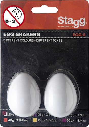 Huevos Rítmicos (Par=2) Blanco 20 Gramos.Blister STAGG SEG2 - $ 5.417