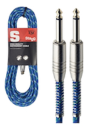 Cable PLUG-PLUG TELA standard 6mm. - 6 mts. - Color AZUL STAGG SGC6VTBL
