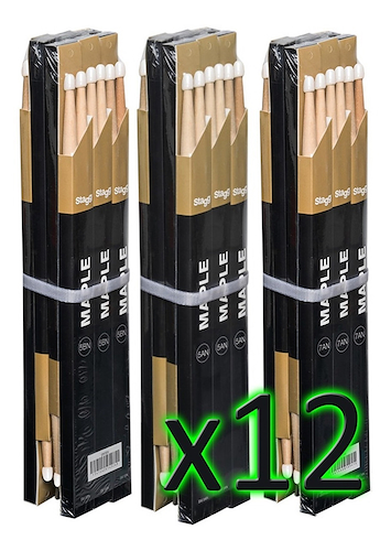 Palillos maple series 5a punta de nylon STAGG SM5AN PACK X 12 - $ 53.062