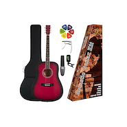 Pack | Guitarra Acustica | Cuerpo Dreadnought | Funda-Afinad SX SD104KRDS