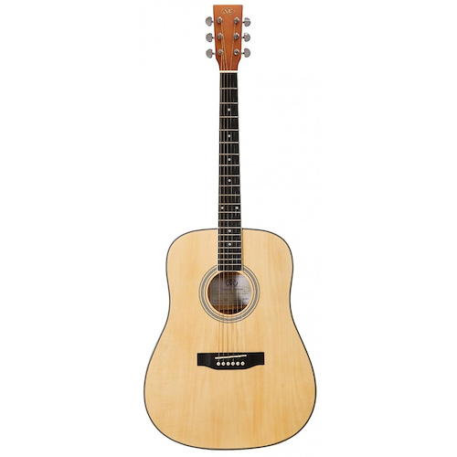 Pack | Guitarra Acustica | ZURDA | Cuerpo Dreadnought | Fund SX SD104LK - $ 217.370
