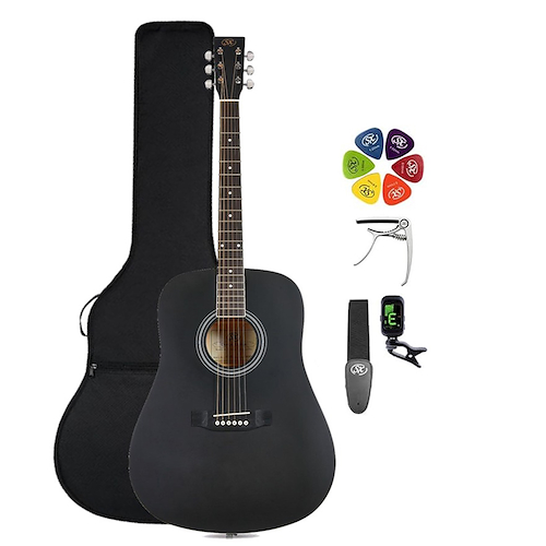 Pack | Guitarra Acustica | Cuerpo Dreadnought | Funda-Afinad SX SD104KBK - $ 212.195