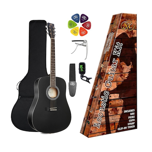 Pack | Guitarra Acustica | Cuerpo 3/4 Dreathnoght | Funda-Af SX SD103KBK - $ 212.195