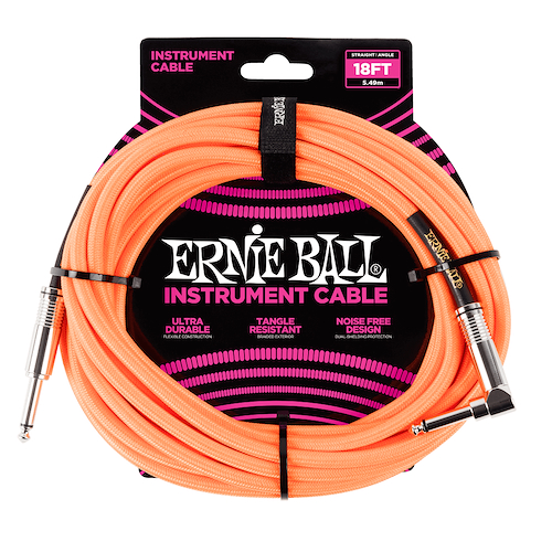ERNIE BALL P06084 18'' Braided Instrument Cable Orange