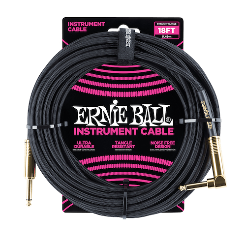 ERNIE BALL P06086 18'' Braided Instrument Cable Black