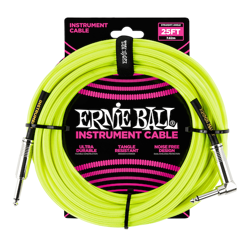 ERNIE BALL P06057 25'' Braided Instrument Cable Yellow