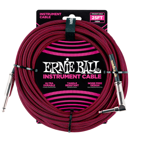ERNIE BALL P06062 25'' Braided Instrument Cable Black/Red