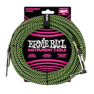 ERNIE BALL P06066 25'' Braided Instrument Cable Black/Green