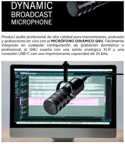SAMSON Q9U - XLR / USB Dynamic Broadcast Microphone