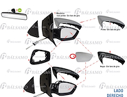 VIDRIO VW FOX (ESPEJO) 10/.. DER C/BASE -SURAN- GOL TREND