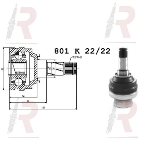 HOMOCINETICA CH CORSA II (L/CAJA) CORSA -COMBO 1.7 DSL