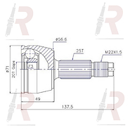 HOMOCINETICA FORD FIESTA (L/RUEDA) KA 20/25 EST -SEG/EXT