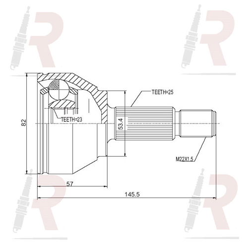 HOMOCINETICA FORD FOCUS (L/RUEDA) 25/23E -SEG/MEDIO