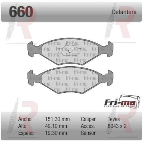PASTILLA VW SENDA (DEL) GRANDE -GOL -SAVEIRO (MEDIDAS 151,