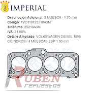 JUNTA VW POLO (T/CIL) 1.9 DSL 3M AMIANTO -GOL -GOLF