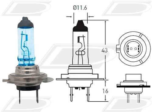 LAMPARA 12V 2P (TIPO XENON) H7 55W SUPER WHITE