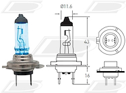 LAMPARA 12V 2P (TIPO XENON) H7 55W SUPER WHITE