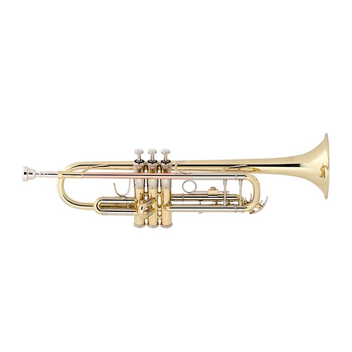 Trompeta con estuche laqueada dorada Bach