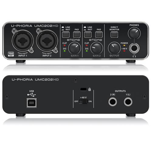 Audiophile 2x2, interfaz de audio usb de 24 bits / 192 khz c UMC202 HD Behringer