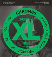 Enc. p/ bajo, chromes flat, super long scale, 0.40/0.95 ECB80SL DADDARIO Strings