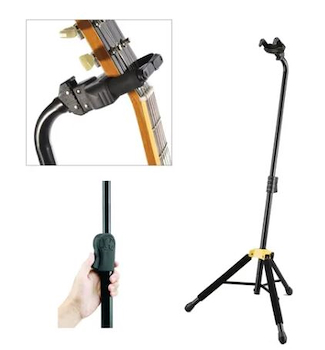 El soporte para guitarra HERCULES GS414B PLUS presenta el yu GS414B HERCULES