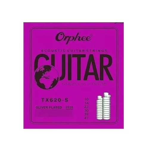 TX Acoustic Guitar Strings TX620-S Silver Plateadas ORPHEE STRINGS