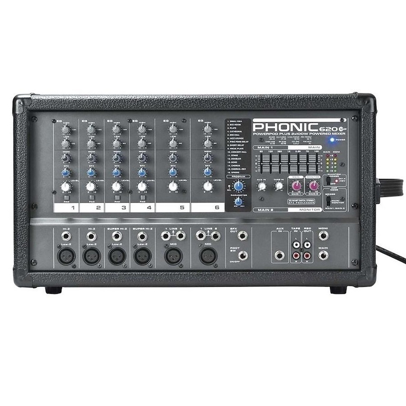 Cons poten, 200w (2x100),6xlr+2st, 100 ef. POWER620PLUS PHONIC