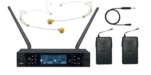 Microfono inalambrico | UHF | Doble (Vincha+vincha) | + cabl MU-626-HS/HS+IC ROSS PA