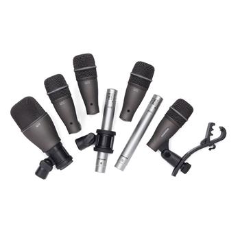Set de 7 mics. p/ bateria (4 tom/snare q72 + 1 drum q71 + 2 DK707 SAMSON