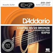 Daddario EXP10 Encordado P/ Acustica 010 Bronze Revestido Doble Duracion