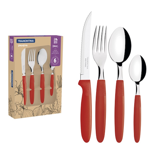 JUEGO CUBIERTOS IPANEMA ROJO 24 PZ 23398/772