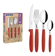 JUEGO CUBIERTOS IPANEMA ROJO 24 PZ 23398/772