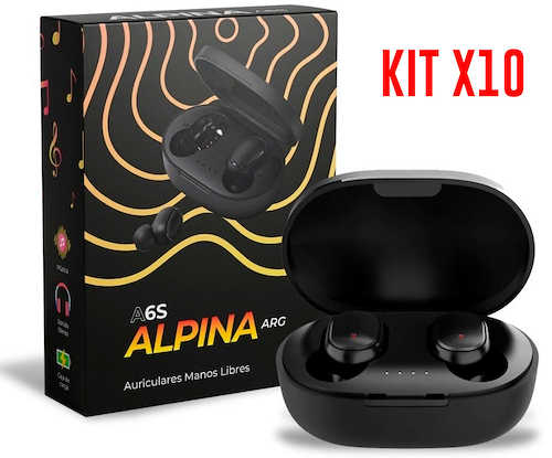 Kit X10 Auriculares Inalámbricos Bluetooth Mipods + Cargador ALPINA A6S - $ 45.499