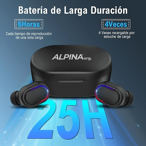 Auriculares Inalámbricos Bluetooth 25 Hrs Bateria + Caja ALPINA