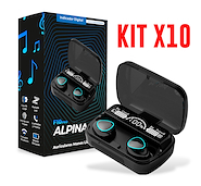 Kit X10 Auriculares Inalámbricos Bluetooth Cargador Celular ALPINA F10 Pro