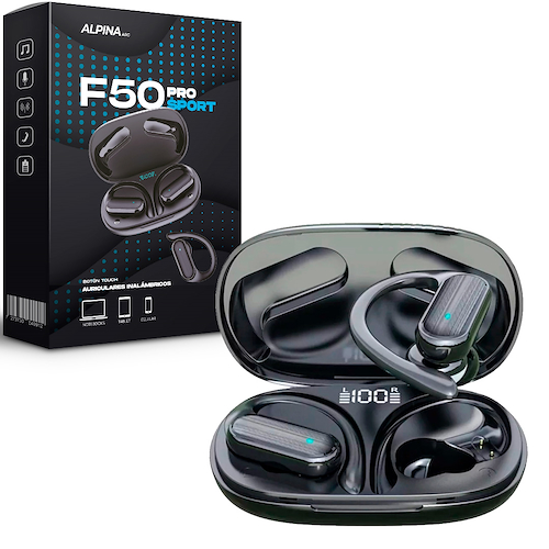 Auriculares Inalambricos Deportivos Gancho Bluetooth 5.3 ALPINA F50 Pro Sport - $ 11.984