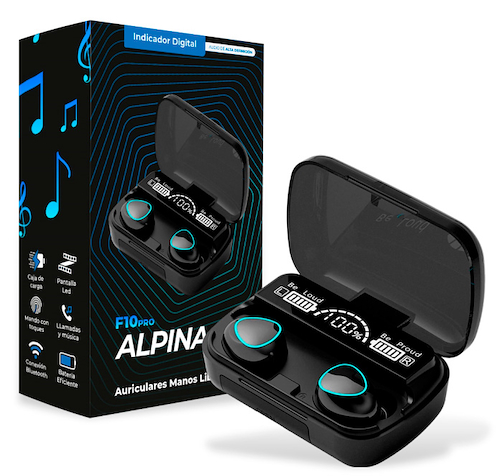 Kit X5 Auriculares Inalámbricos Bluetooth Cargador Celular ALPINA F10 Pro - $ 24.990