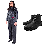 Kit De LLuvia PVC Brasil Mujer ALPINA Traje Equipo Piloto + Botas