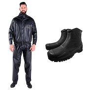 Kit De LLuvia PVC Brasil Hombre ALPINA Traje Equipo Piloto + Botas