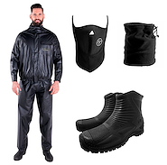 Kit De LLuvia PVC Brasil Hombre ALPINA Traje Equipo Piloto + Botas + Cuello + Mascara