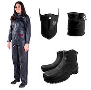 Kit De LLuvia PVC Brasil Mujer ALPINA Traje Equipo Piloto + Botas + Cuello + Mascara
