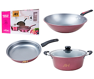 Bateria De Cocina Olla Sarten Wok 4 Piezas Antiadherente ALPINA DR-Welleasy Linea Economica