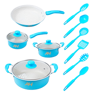 Bateria De Cocina Ollas Sarten 13 Pzas Granito Antiadherente ALPINA GRA 104 Linea Economica