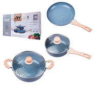 Bateria Cocina Ollas Sarten 5 Piezas Aluminio Antiadherente ALPINA CER 205