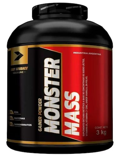 Suplemento Ganador de Peso Masa Muscular Volumen BODY ADVANCE Monster Mass 3 Kg - $ 31.807