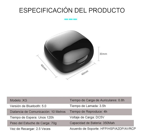 Auricular Inalámbrico Bluetooth 5.0 Audífonos Impermeables para Iphone y  Android