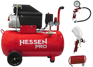 Compresor De Aire 2 Hp 8 Bar 2850 Rpm + Kit 3 Pzs HESSEN 50 Litros