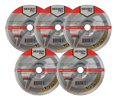 5 Discos Desbaste Metal Amoladora HESSEN 230 X 6.0 X 22.2 - $ 15.330