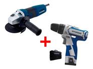 Kit Amoladora 800W + Taladro Atornillador 12V HYUNDAI Hyag290 / Hycd12