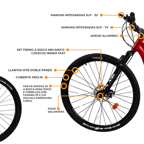 Bicicleta Mountain Bike R.29 Aluminio 21V Shimano F/Disco SLP 10 Pro 2023 -  $ 243.000 - STI Digital